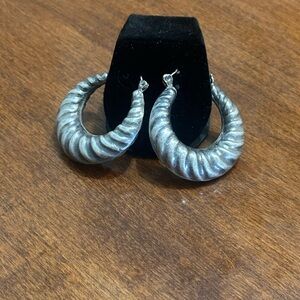 925 Silver Textured Hoop Earrings